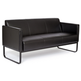 Schwarzes Loungesofa BALI BLACK als Drei-Sitzer mit Armlehnen und Metallgestell von hjh OFFICE – 360-Grad-Ansicht (Rückenansicht 180°)