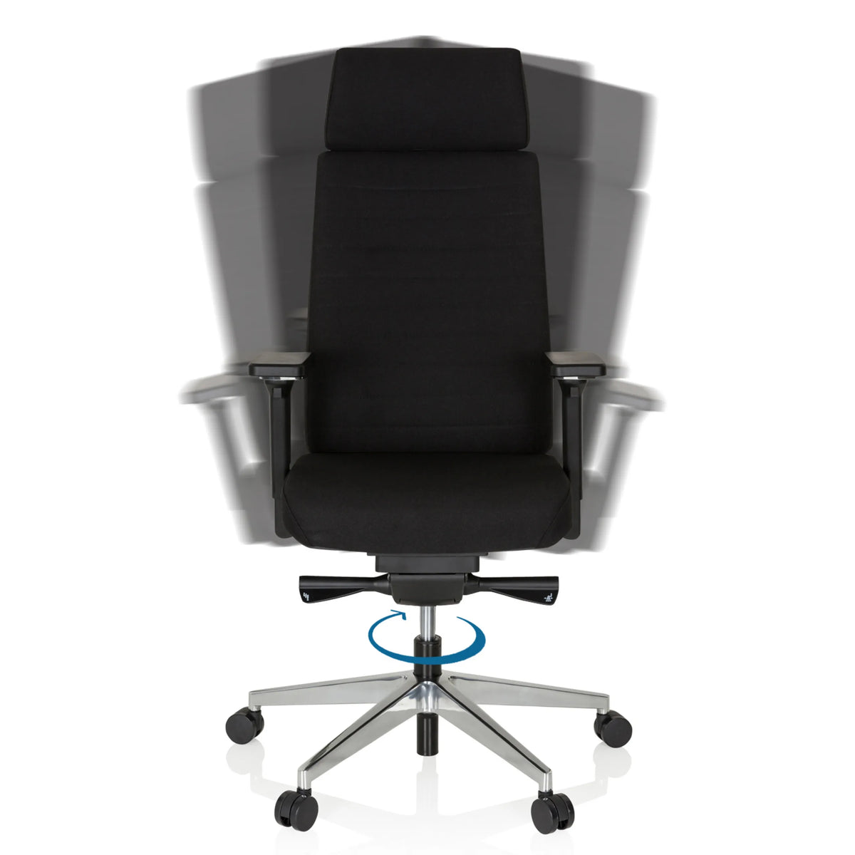 Drehfunktion des Profi-Bürostuhls MOVE-TEC PRO 3D in Schwarz mit einem Sternfuß von hjh OFFICE