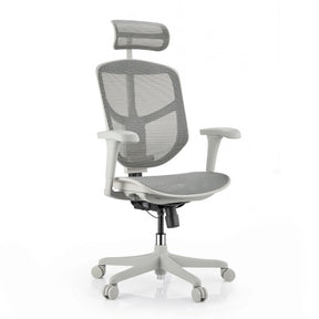 Bürostuhl Enjoy Eco MB in Grau mit Netzbezug, Kopfstütze und fünf Rollen von hjh OFFICE