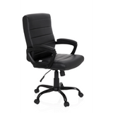 Schwarzer Homeoffice Chefsessel ERGOSMOOTH BIG mit gesteppter Polsterung und Fußkreuz mit fünf Rollen von hjh OFFICE – 360-Grad-Ansicht (schräge Frontansicht 60°)