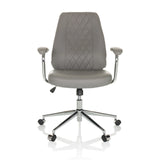 Grauer Home-Office-Chefsessel THEO I mit gesteppter Rückenlehne und Fußkreuz mit fünf Rollen von hjh OFFICE – 360-Grad-Ansicht (Frontansicht 0°)