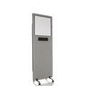 Hellgraue Trennwand FLEXMIUT WB mit integriertem Whiteboard, Ablagefach und Rollen von hjh OFFICE