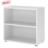 Weißes Regal FlexWall mit zwei offenen Fachböden und schwarzen Stellfüßen von hjh OFFICE PRO