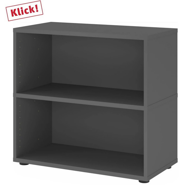Regal FlexWall in Graphit mit zwei offenen Fächern und Stellfüßen von hjh OFFICE PRO