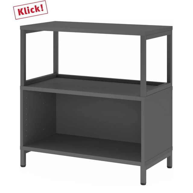 Graphitfarbenes Unterstellregal FlexWall mit offenem Fach und Sockelgestell von hjh OFFICE PRO