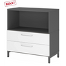 Untersetzschrank FlexWall in Graphit und Weiß mit zwei Schubladen und Sockelgestell von hjh OFFICE PRO