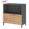 Sideboard FlexWall in Graphit und Asteiche mit offenem Fach sowie zwei Schubladen von hjh OFFICE PRO