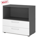 Unterbauschrank FlexWall in Graphit und Weiß mit zwei Schubladen und offenem Fach von hjh OFFICE PRO