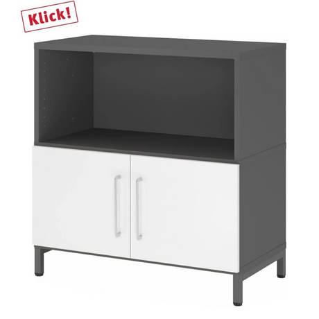 Sideboard FlexWall in Graphit und Weiß mit zwei Türen und einem offenen Fach von hjh OFFICE PRO