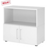 Weißer Sideboard-Schrank FlexWall mit offenem Fach und zwei Türen auf Stellfüßen von hjh OFFICE PRO
