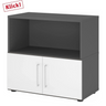 Unterbauschrank FlexWall in Graphit und Weiß mit zwei Türen und offenem Fach von hjh OFFICE PRO