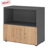 Unterschrank FlexWall in Graphit mit zwei Türen in Asteiche und Stellfüßen von hjh OFFICE PRO