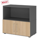 Unterschrank FlexWall in Graphit und Eiche mit offenem Fach und zwei Türen von hjh OFFICE PRO
