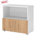 Sideboard FlexWall in Weiß und Asteiche mit offenem Fach und zwei Türen von hjh OFFICE PRO
