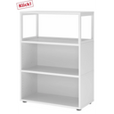 Weißes Regal FlexWall mit drei offenen Ablagefächern und schwarzen Stellfüßen von hjh OFFICE PRO