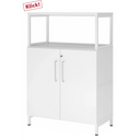 Weißer Aktenschrank FlexWall mit zwei Türen, Aufsatzrahmen und Sockelgestell von hjh OFFICE PRO