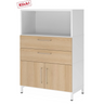 Sideboard FlexWall in Weiß und Eiche mit zwei Schubladen, einem Fach und einem Schrank von hjh OFFICE PRO