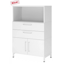 Weißer Aktenschrank FlexWall mit offenem Fach, zwei Schubladen und einem Schrankelement von hjh OFFICE PRO