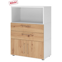 Moderner Sideboard-Schrank FlexWall in Weiß und Asteiche mit zwei Schubladen sowie einem Fach von hjh OFFICE PRO