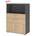 Sideboard FlexWall in Graphit und Eiche mit zwei Schubladen, einem Fach und zwei Türen von hjh OFFICE PRO