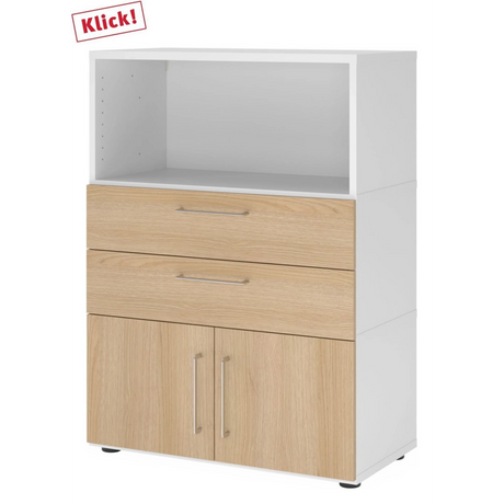 FlexWall | 3 OH | Türen + Schübe + Korpus | mit Stellfüßen - buerostuhl24