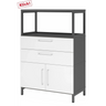 Unterschrank FlexWall in Graphit und Weiß mit zwei Schubladen, zwei Türen und Aufsatzregal von hjh OFFICE PRO
