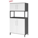 Aktenschrank FlexWall in Graphit und Weiß mit zwei Türen, offenem Fach und Sockelgestell von hjh OFFICE PRO