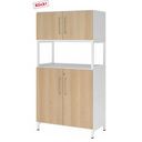 Aktenschrank FlexWall in Weiß und Eiche mit zwei Türen und weißem Sockelgestell von hjh OFFICE PRO