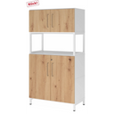 Aktenschrank FlexWall in Asteiche mit weißem Rahmen, zwei Türen und Sockelgestell von hjh OFFICE PRO