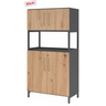 Aktenschrank FlexWall in Asteiche und Graphit mit zwei Türen und offenem Fach von hjh OFFICE PRO