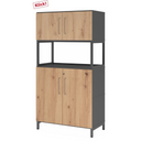 Aktenschrank FlexWall in Asteiche und Graphit mit zwei Türen und offenem Fach von hjh OFFICE PRO