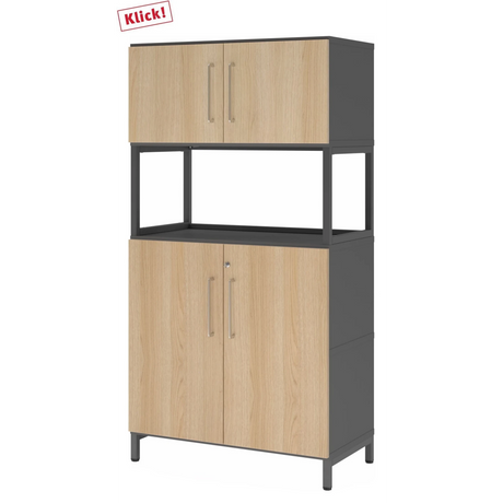 FlexWall | 4 OH | 2 x Türen + Rahmen | mit Sockelgestell - buerostuhl24
