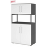 Aktenschrank FlexWall in Graphit und Weiß mit zwei Türen, offener Rahmen und Stellfüßen von hjh OFFICE PRO