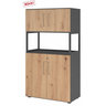 Aktenschrank FlexWall in Asteiche und Graphit mit zwei Türen und offenem Fach von hjh OFFICE PRO
