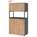 Aktenschrank FlexWall in Asteiche und Graphit mit zwei Türen und offenem Fach von hjh OFFICE PRO