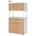 Regal FlexWall in Weiß und Asteiche mit zwei Türen, zwei Schubladen und offenem Fach von hjh OFFICE PRO