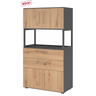 Regal FlexWall in Graphit und Asteiche mit Türen, Schubladen und offenem Rahmen von hjh OFFICE PRO