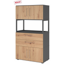 Regal FlexWall in Graphit und Asteiche mit Türen, Schubladen und offenem Rahmen von hjh OFFICE PRO