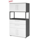 Aktenschrank FlexWall in Graphit und Weiß mit Türen, Schubladen und offenem Fach von hjh OFFICE PRO