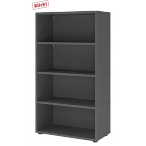 Regal FlexWall in Graphit mit vier offenen Regalfächern und Stellfüßen von hjh OFFICE PRO