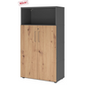 Aktenschrank FlexWall in Graphit und Asteiche mit zwei Türen und offenem Fach von hjh OFFICE PRO
