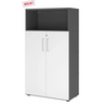Aktenschrank FlexWall in Graphit und Weiß mit zwei Türen und offenem Fach von hjh OFFICE PRO