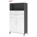 Aktenschrank FlexWall in Graphit und Weiß mit zwei Schubladen, Türen und Sockelgestell von hjh OFFICE PRO