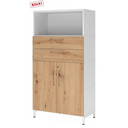 Aktenschrank FlexWall in Weiß und Asteiche mit zwei Schubladen, zwei Türen und weißem Sockelgestell von hjh OFFICE PRO