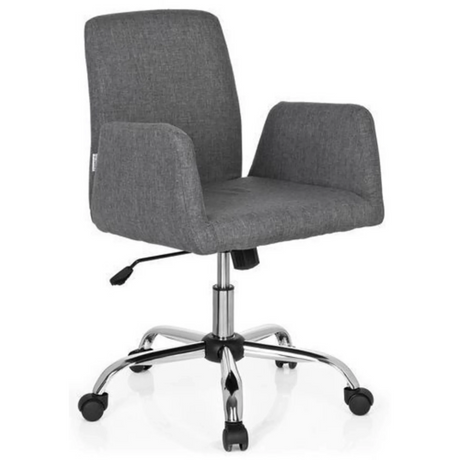 Homeoffice-Bürostuhl FLOW mit grauem Stoffbezug und glänzendem Sternfuß auf Rollen von hjh OFFICE