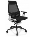 Profi-Bürostuhl GENIDIA SMART WHITE CM mit schwarzem Netzbezug und Chrom-Details von hjh OFFICE