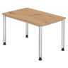 Höhenverstellbarer Schreibtisch HILO 12 S in Asteiche mit silbernen Tischbeinen von hjh OFFICE PRO
