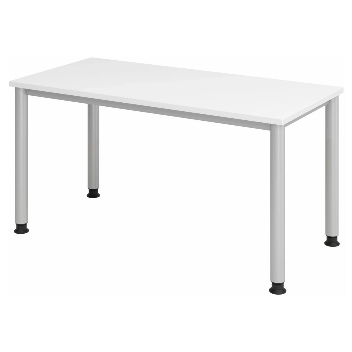 Weißer Schreibtisch HILO 614 S mit silberfarbenen Beinen und weißer Tischplatte von hjh OFFICE PRO