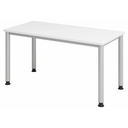 Weißer Schreibtisch HILO 614 S mit silberfarbenen Beinen und weißer Tischplatte von hjh OFFICE PRO