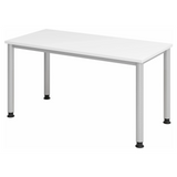 Weißer Schreibtisch HILO 614 S mit silberfarbenen Beinen und weißer Tischplatte von hjh OFFICE PRO